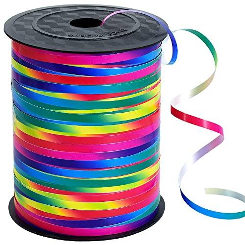 BEISHIDA 450 Meter Regenbogen-Ringelband, Farbverlauf, mehrfarbige Ballonschnur, gekräuseltes Ringelband für Geschenkverpackungen, Partys, Festivals, Blumen, Dekorationszubehör (dunkel) von BEISHIDA