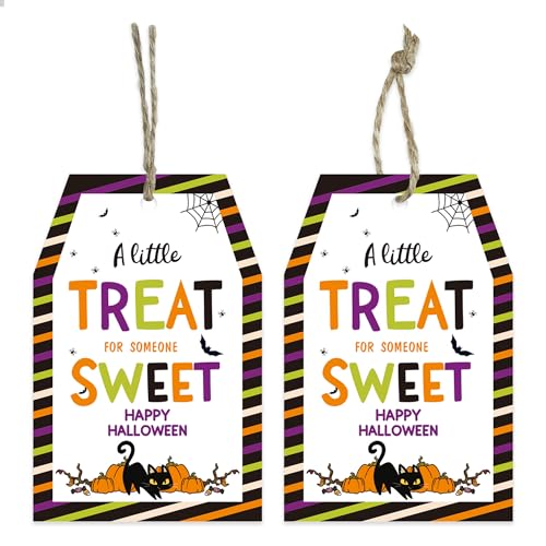 BEISHIDA Halloween-Geschenkanhänger mit Schnur, Halloween-Kürbis, Katze, Fledermaus, Spinne, Geschenkpapier, Geschenkanhänger mit Schnüre, süße Hängeetiketten für Geschenktüten, Party-Dekoration von BEISHIDA