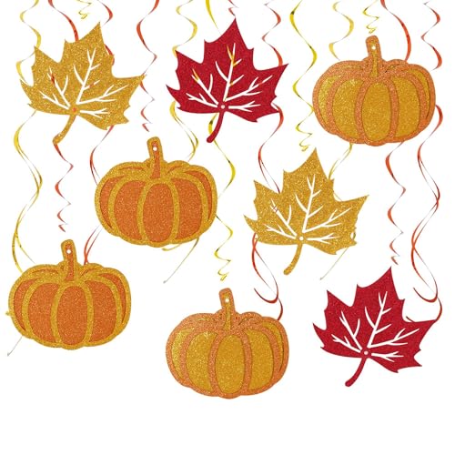 BEISHIDA Herbst-Kürbis-Hängewirbel & Ahornblatt-Hängedekoration, 36 Stück, Thanksgiving-Deckendekoration, Herbsternte, Klassenzimmer, Zuhause, Party-Dekor von BEISHIDA