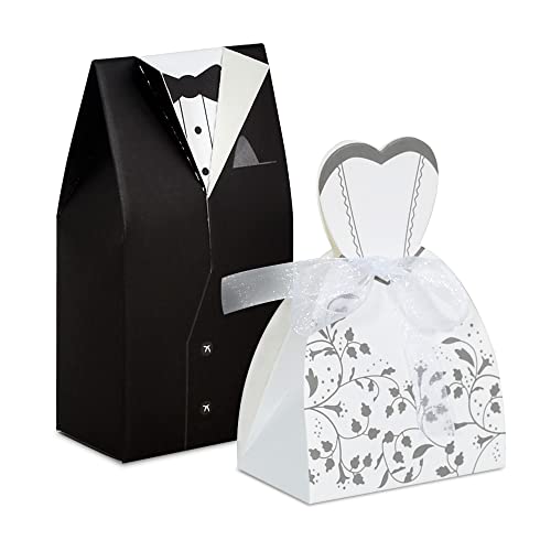 BEISHIDA Wedding Party Favor Boxes Wedding Candy Boxes Dress Tuxedo Bride Groom Candy Chocolate Gift Box for Decoration Party Supplies(Single Breasted, 50pcs) von BEISHIDA