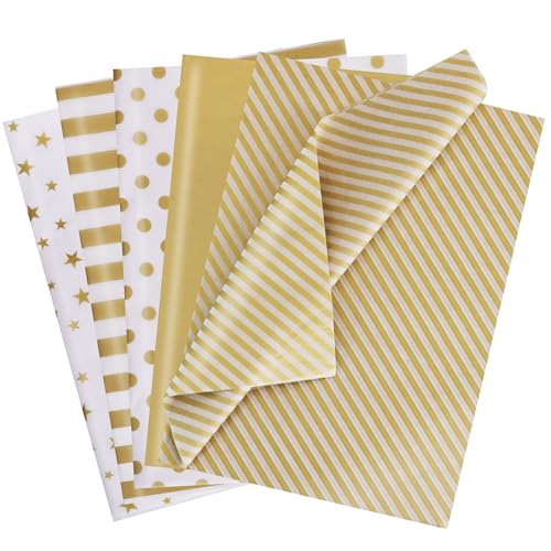 BEISHIDA Seidenpapier mit goldenen und weißen Punkten, Sternen, Twill Streifen, Druck, Geschenkpapier für Geschenktüten, 35,6 x 50,8 cm, Geschenkpapier für Geburtstag, Hochzeit, Weihnachten, Basteln BEISHIDA Seidenpapier mit goldenen und weißen Punkten, Sternen, Twill Streifen, Druck, Geschenkpapier für Geschenktüten, 35,6 x 50,8 cm, Geschenkpapier für Geburtstag, Hochzeit, Weihnachten, Basteln von BEISHIDA