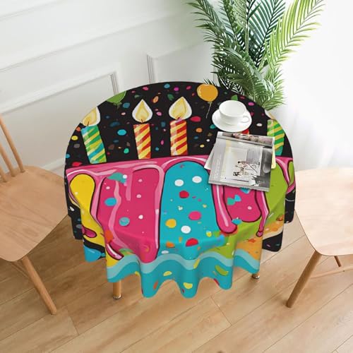 BEIVGOXL Happy Birthday Big Cake bedruckte Deluxe-Tischdecke, 152,4 cm, rund, waschbar, auslaufsicher, knitterfrei, ideal für Zuhause, Bankett, Restaurant, Hochzeit BEIVGOXL Happy Birthday Big Cake bedruckte Deluxe-Tischdecke, 152,4 cm, rund, waschbar, auslaufsicher, knitterfrei, ideal für Zuhause, Bankett, Restaurant, Hochzeit von BEIVGOXL