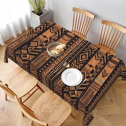 BEIVGOXL Rechteckige Tischdecke mit afrikanischem Schlammdruck, öldicht, wasserdicht, für Urlaub, Party, Abendessen, Hochzeit und Babyparty (152,4 x 228,6 cm (6–8 Sitze) von BEIVGOXL