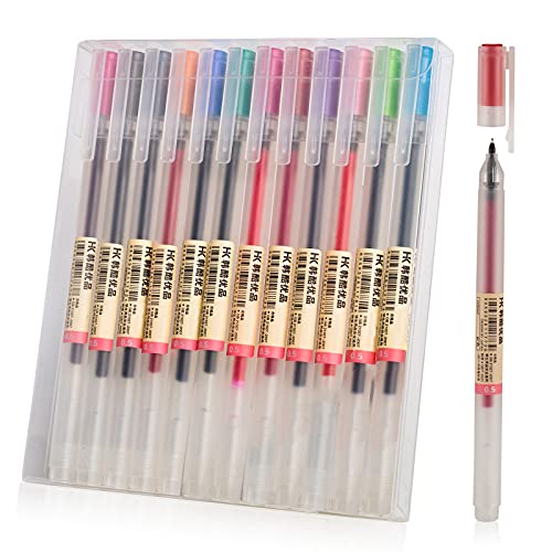 Premium Gel-Tinten-Kugelschreiber, [0,5 mm] Feine Spitze Farbstifte, glattes Schreiben Stifte für Büro Schule Schreibwaren (12 ct/bunt) von BEIWO