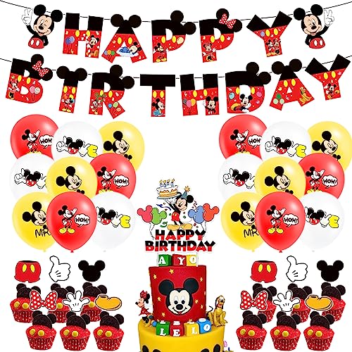 Mickey Geburtstagsdeko Mouse, Mickey Maus Party Deko, Mouse Deko Ballon Set, minnie mouse geburtstagsdeko, mickey mouse geburtstagsdeko Geburtstagsparty-Dekorationen für Jungen und Mädchen von BEKAOUPG
