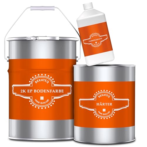BEKATEQ 2K Epoxidharz Rotbraun 10KG I Bodenbeschichtung UV-optimiert, Selbstentlüftend, Geruchsarm, Betonfarbe für außen & innen I Bodenfarbe für Garagenboden, Werkstatt- & Industrieboden BE-702 von BEKATEQ