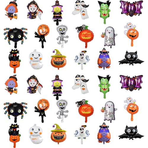 36 Stück Aluminiumfolie Halloween Ballons, Halloween Dekoration Riese Folienballons Halloween Party Ballon, Kürbis Spinne Skelett Geist Fledermaus Hexe Ballon Für Innen Und Außen Horror Deko 36 Stück Aluminiumfolie Halloween Ballons, Halloween Dekoration Riese Folienballons Halloween Party Ballon, Kürbis Spinne Skelett Geist Fledermaus Hexe Ballon Für Innen Und Außen Horror Deko von BEKKLPOU
