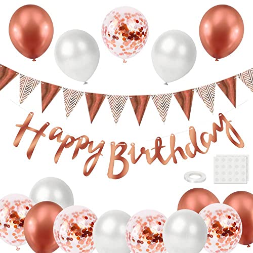 BEKOIUP Luftballons Geburtstag Dekoration Set, Roségold Weiß Happy Birthday Girlande deko Geburtstagsdeko Banner Party Deko Geburtstag Set mit Roségold Luftballons Konfetti Ballons Dreiecksflaggen BEKOIUP Luftballons Geburtstag Dekoration Set, Roségold Weiß Happy Birthday Girlande deko Geburtstagsdeko Banner Party Deko Geburtstag Set mit Roségold Luftballons Konfetti Ballons Dreiecksflaggen von BEKOIUP