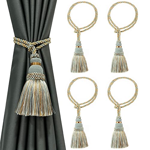 BEL AVENIR 4er Pack Vorhang Krawatten Backs Seilquasten für Vorhänge - Dekorative und Home Curtain Holdbacks (Blau) von BEL AVENIR
