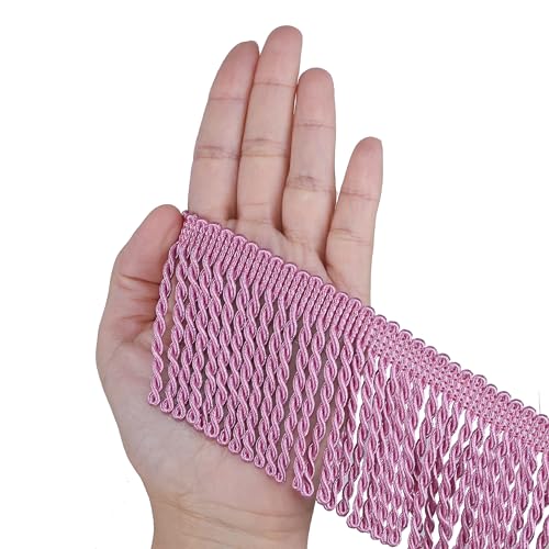BEL AVENIR Bullion Fransenborte Fransen Fransen Fransen 9,1 m x 6,3 cm Nähen Stoff Besätze DIY Dekoration für Vorhang Kissen Lampenschirme Kleidung (Rosa, 4,5 m) von BEL AVENIR