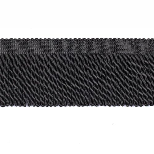 BEL AVENIR Bullion Fransenborte Fransen Fransen Fransen 9,1 m x 6,3 cm Nähen Stoff Besätze DIY Dekoration für Vorhang Kissen Lampenschirme Kleidung (Schwarz, 9,1 m) von BEL AVENIR