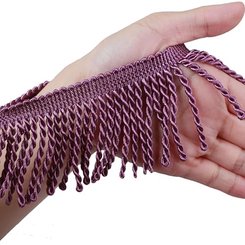 BEL AVENIR Bullion Fransenborte Fransen Fransen Fransen Nähen Stoff Besätze DIY Dekoration für Vorhang Kissen Lampenschirme Kleidung (lila, 4,5 m) von BEL AVENIR