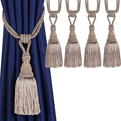 BEL AVENIR Dekorative Vorhang-Raffhalter, handgefertigt, elegante Seilbänder, Quasten, Raffhalter für Vorhänge (Hellbeige, 4) BEL AVENIR Dekorative Vorhang-Raffhalter, handgefertigt, elegante Seilbänder, Quasten, Raffhalter für Vorhänge (Hellbeige, 4) von BEL AVENIR