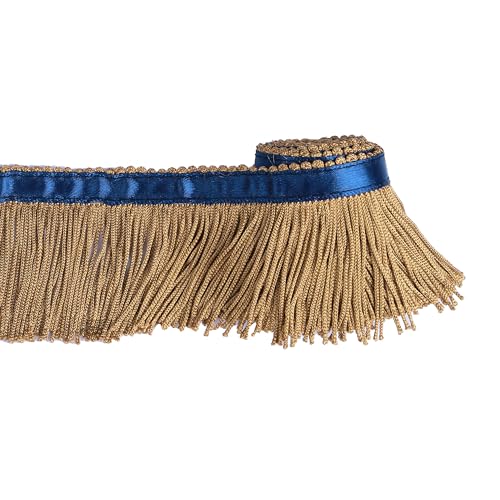 BEL AVENIR Fransenborte mit Quaste, 2,8 m x 5,1 cm, zum Nähen, mit blauem Band, DIY-Dekoration für Kleidung und Wohnaccessoires (Kaffee) von BEL AVENIR