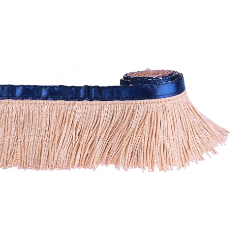 BEL AVENIR Fransenborte mit Quaste, 2,8 m x 5,1 cm, zum Nähen, mit blauem Band, DIY-Dekoration für Kleidung und Wohnaccessoires (Rosa) von BEL AVENIR
