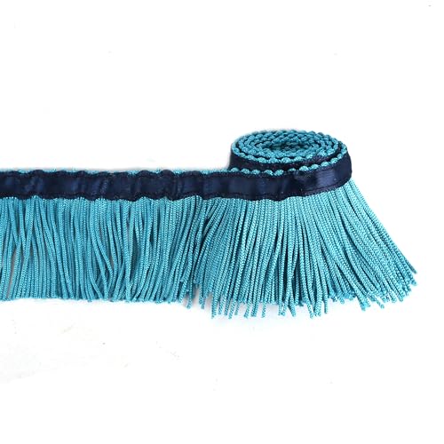 BEL AVENIR Fransenborte mit Quaste, 2,8 m x 5,1 cm, zum Nähen, mit blauem Band, DIY-Dekoration für Kleidung und Wohnaccessoires (blau) von BEL AVENIR