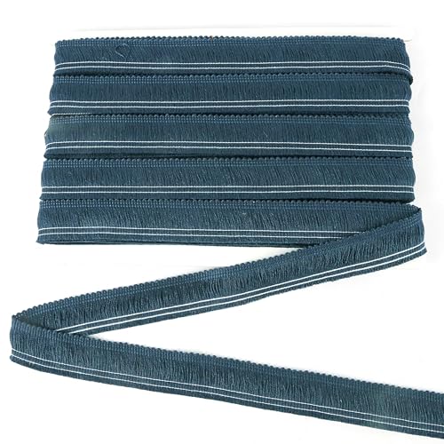BEL AVENIR Fransenborte zum Nähen, 45 m x 2,5 cm, Quastenbordüre, Nähzubehör, Spitze für Kleidung, Heimdekoration, DIY (blau) von BEL AVENIR