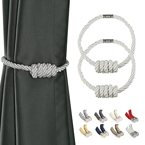 BEL AVENIR Magnetische Vorhang-Raffhalter, modern, gewebte Raffhalter mit exquisitem Knoten, Vorhanghalter für Heimdekoration (weiß, 2 Stück) von BEL AVENIR