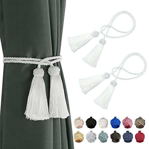 BEL AVENIR Raffhalter für Vorhänge, handgefertigt, dekorative Raffhalter mit Quaste (weiß, 2 Stück) von BEL AVENIR
