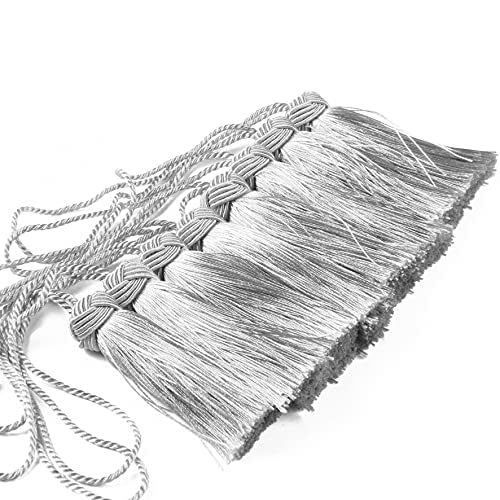 BEL AVENIR Set von 8 eleganten Polyester-Quasten, Bunte Bastel-Quasten, Charms, Schlüsselquasten, DIY-Zubehör (Silber) von BEL AVENIR