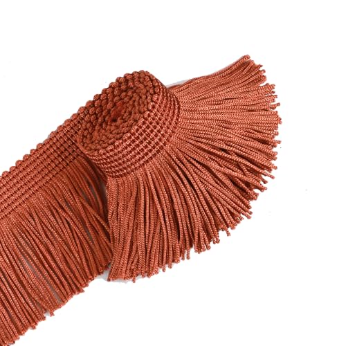 BEL AVENIR Spitzenketten-Fransenborte aus Polyester, mit Handstrick, für Wohnaccessoires, DIY-Dekoration (roter Kaffee, 6,8 Yard x 2 Zoll) von BEL AVENIR