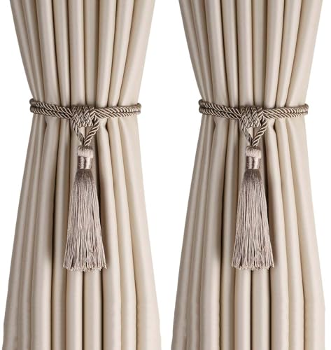 BEL AVENIR Vorhang-Raffhalter, Quaste, Seil, Vorhang-Raffhalter, handgefertigt, Vorhanghalter aus Polyester (Flachs, 2 Stück) von BEL AVENIR
