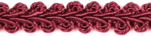 BEL AVENIR Zopfborte, 1,27 cm, 13,6 m, französischer Gimpe, einfaches Nähen, Polyester, Basteln, Kostüm, Heimdekoration, Weinrot von BEL AVENIR