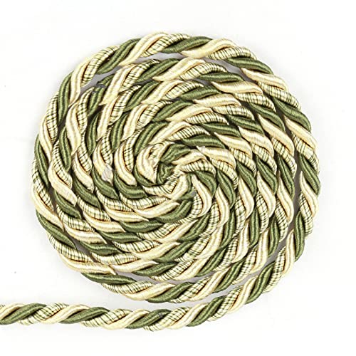 Bel Avenir 6 mm x 16 Yards gedrehte Kordel, Seilbesatz, dekoratives Nylonseil, handgefertigte Schnur zum Nähen, Basteln, Polster, Heimdekoration (Mix Green) von BEL AVENIR