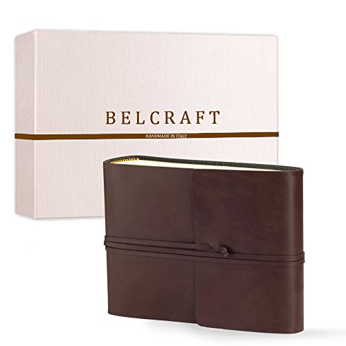 BELCRAFT Vietri Fotoalbum aus recyceltem Leder, Handgearbeitet in klassischem italienischem Stil, Geschenkschachtel inklusive, A5 (16x21 cm) Braun von BELCRAFT