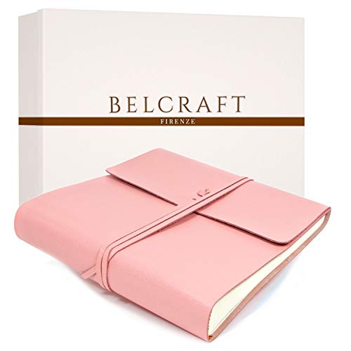 Dolci Babyalbum Leder, Fotoalbum, Elegantes Geschenk mit Geschenkbox, Handgearbeitet in klassischem italienischem Stil, Pink von BELCRAFT