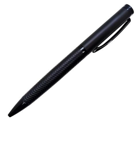 BELESI Hochwertiger Kugelschreiber mit geriffeltem Griff, Drehspitze, Schwarz, mit schwarzer Tinte (Modern) von BELESI