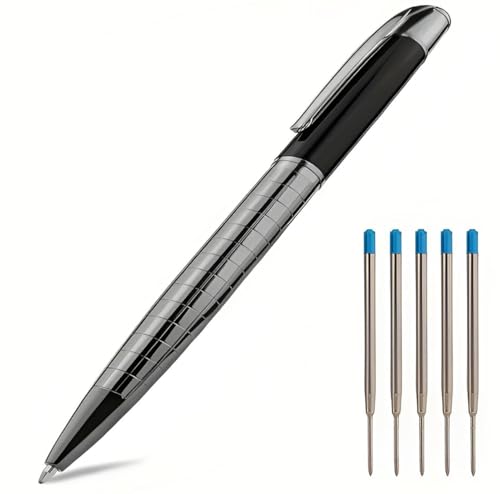 BELESI Premium Kugelschreiber Set | 5 Ersatzminen | Elegantes Metallgehäuse | Silber Hochglanz | Ideal für Business & Geschenke von BELESI