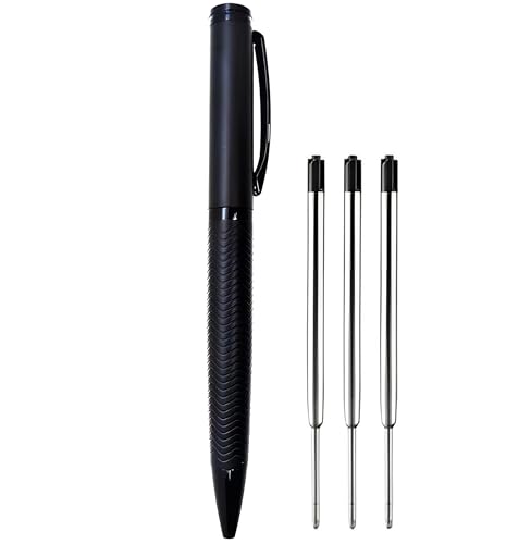 BELESI SET Hochwertiger Kugelschreiber mit geriffeltem Griff, Drehspitze, Schwarz, mit schwarzer Tinte (SET) von BELESI