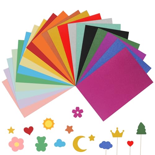 Glitzerpapier zum Basteln, 10 Stück Bunt Glitter Papier und 10 Stück Basteln Papier Bunt, 10 Farben A4 250g/m² Buntpapier, Glitzerpapier A4 Papier Tonpapier Bunt Bastelkarton Für DIY von BELIHOME