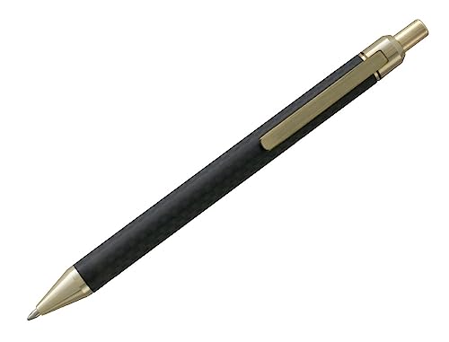 BELIUS, BB223 Kugelschreiber Potsdam schwarz und gold, Körper aus Carbonfaser, blaue Geltinte, inklusive Etui von BELIUS