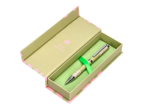 BELIUS Kugelschreiber INK DREAMS Aluminium Farbe matcha grün und rosa silber Druck innen Tinte Blau Design Box von BELIUS