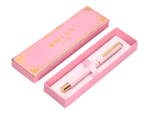 BELIUS Kugelschreiber MACARON BLISS Sechskant Form Rosa und Gold Tinte Blau Design Box von BELIUS