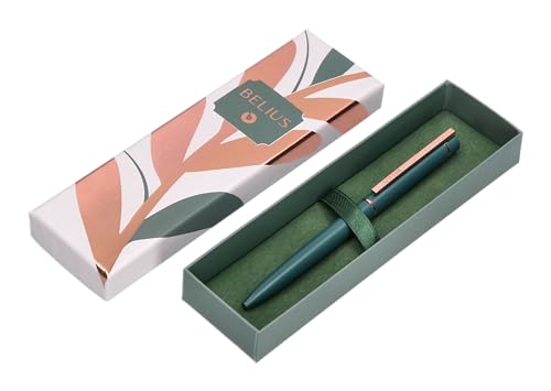 BELIUS Kugelschreiber Rose, Aluminium, Olivgrün/Roségold, blaue Tinte, Design-Box BELIUS Kugelschreiber Rose, Aluminium, Olivgrün/Roségold, blaue Tinte, Design-Box von BELIUS