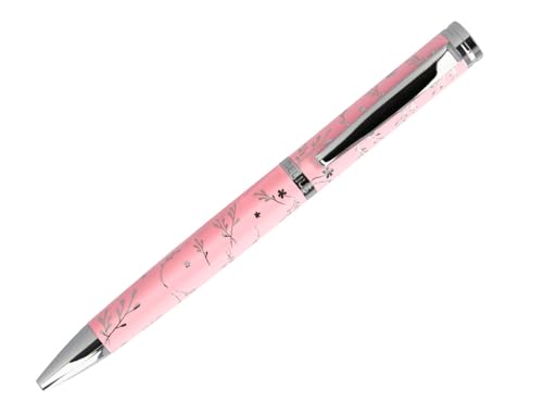BELIUS Schöner Kugelschreiber aus Aluminium, Farbe: Rosa, silberfarbenes Design, geprägte blaue Tinte, Design-Box. von BELIUS