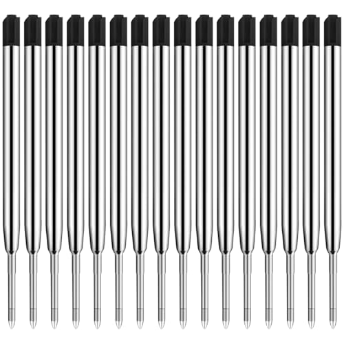 16er-Set Großraumminen für Kugelschreiberminen, G2-Format Strichstärke medium, Kompatible Set Minen, 1,0mm Strichstärke M, passend für Parker, Pelikan etc, Standard Kugelschreiber Minen - Schwarz von BELLALICHT