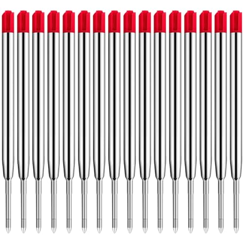 16er-Set Großraumminen für Kugelschreiberminen, G2-Format Strichstärke medium, Kompatible Set Minen, 1,0mm Strichstärke M, passend für: Parker, Pelikan etc, Standard Kugelschreiber Minen - Rot von BELLALICHT