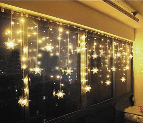 3.5M 94er led Schneeflocke Lichterkette Warmweiß, Schneeflocke Lichtervorhang Fenster mit 8 Modi und Timer Weihnachtsbeleuchtung Innen Außen für Weihnachten Geburtstag Party Hochzeit Weihnachtsdeko von BELLALICHT