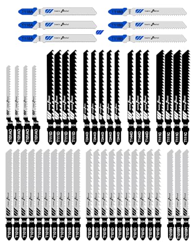 52 Stück Professionelles Stichsägeblätter Set, Zubehör Stichsäge mit T-Schaft, Stichsägen Zubehör 10 Modelle für Holz, Kunststoff & Metall, Sägeblätter für präzise Schnitte Universal kompatibel 52 Stück Professionelles Stichsägeblätter Set, Zubehör Stichsäge mit T-Schaft, Stichsägen Zubehör 10 Modelle für Holz, Kunststoff & Metall, Sägeblätter für präzise Schnitte Universal kompatibel von BELLALICHT