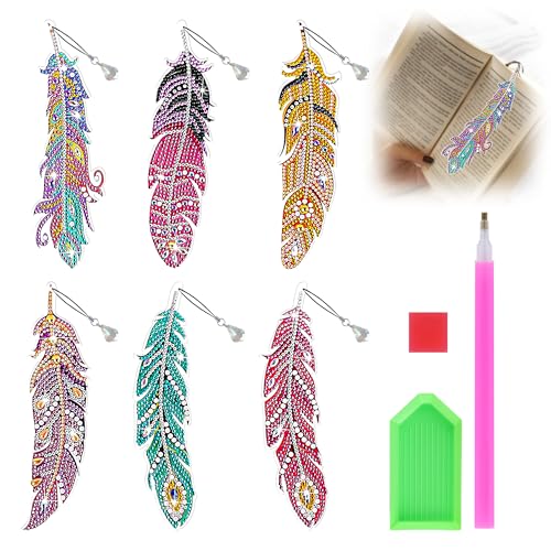BELLALICHT 6 Stück Diamant Painting Lesezeichen, DIY Diamant Malerei Lesezeichen mit Anhänger Kristall,Diamond Painting Lesezeichen für Anfänger für Seite Marker BELLALICHT 6 Stück Diamant Painting Lesezeichen, DIY Diamant Malerei Lesezeichen mit Anhänger Kristall,Diamond Painting Lesezeichen für Anfänger für Seite Marker von BELLALICHT