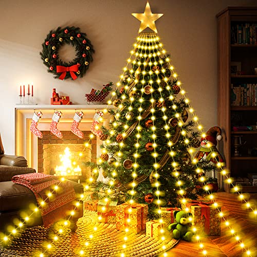 BELLALICHT Lichterkette Außen Innen, 3,5M Höhe 8 Girlanden 298 LEDs Weihnachtsbeleuchtung Christbaumbeleuchtung mit Stern 8 Modi Überwurflichterkette - Warmlicht BELLALICHT Lichterkette Außen Innen, 3,5M Höhe 8 Girlanden 298 LEDs Weihnachtsbeleuchtung Christbaumbeleuchtung mit Stern 8 Modi Überwurflichterkette - Warmlicht von BELLALICHT