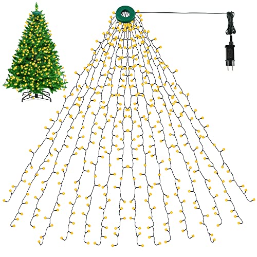 BELLALICHT Weihnachtsbaum Lichterkette, 400 LEDs 2M Höhe 16 Girlanden LED Christbaumbeleuchtung mit Ring, 8 Modi Überwurflichterkette für 90cm bis 220cm Baum - Warmlicht BELLALICHT Weihnachtsbaum Lichterkette, 400 LEDs 2M Höhe 16 Girlanden LED Christbaumbeleuchtung mit Ring, 8 Modi Überwurflichterkette für 90cm bis 220cm Baum - Warmlicht von BELLALICHT