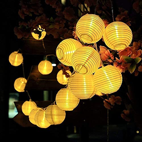 LED Lampion Lichterkette außen 5 Meter für Innen 30 LEDs warm-weiß für Weihnachten Terrasse Balkon Garten Deko von BELLALICHT
