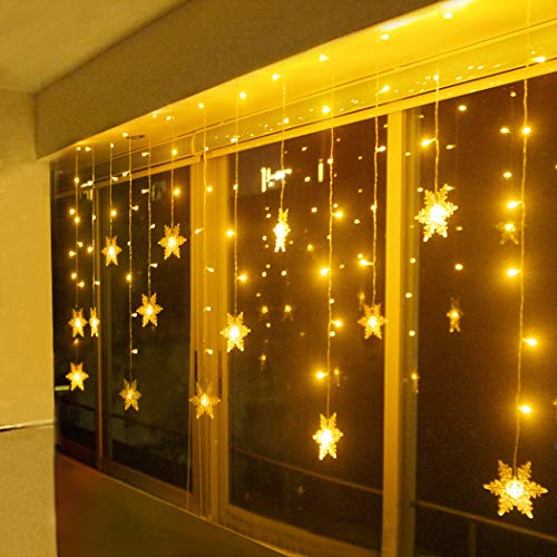 LED Lichterkette, Schneeflocke Fenster, Weihnachtsbeleuchtung Innen Warmweiß für Weihnachten Geburtstag Party Hochzeit, 94er LEDs Lichtervorhang Außen IP44 31V Niederspannung 8 Modi 3,6M x 1M LED Lichterkette, Schneeflocke Fenster, Weihnachtsbeleuchtung Innen Warmweiß für Weihnachten Geburtstag Party Hochzeit, 94er LEDs Lichtervorhang Außen IP44 31V Niederspannung 8 Modi 3,6M x 1M von BELLALICHT
