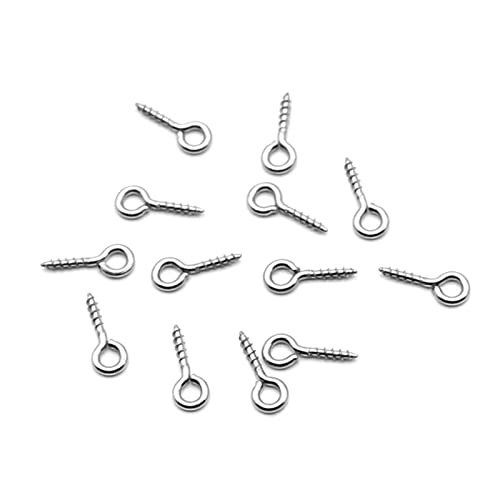 BELLAY 100pcs / Lot Edelstahl-Schrauben-Ösen-Stifte for hängende Eisen-Schrauben-Ösen-Haken-Verschlüsse passen gebohrte Korn-DIY-Schmucksache-Herstellung (Color : Silver, Size : 4x8) von BELLAY