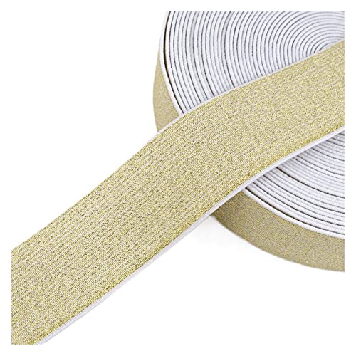BELLAY 3 Meter 10-50 mm Gummibänder Gummiband Spitzenband Trim DIY Kleidungsstück Hose Gürtel Nähzubehör (Color : Gold, Size : 3METERS_50MM) von BELLAY